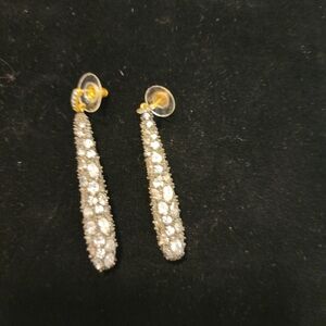 Elegant Silver And Rhodium Long Drop Earrings Statement